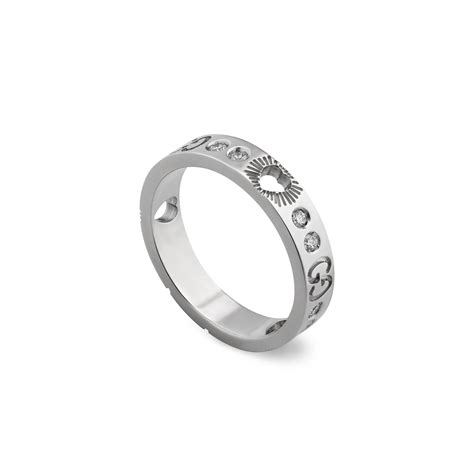 gucci icon 18ct white gold pave diamond ring|Designer Gold & Diamond Rings .